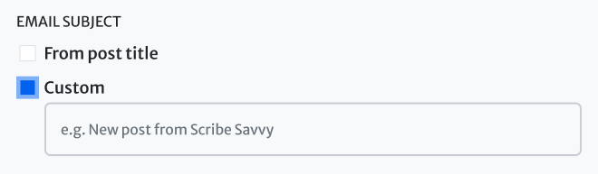A screenshot of the upcoming Email Subject field
