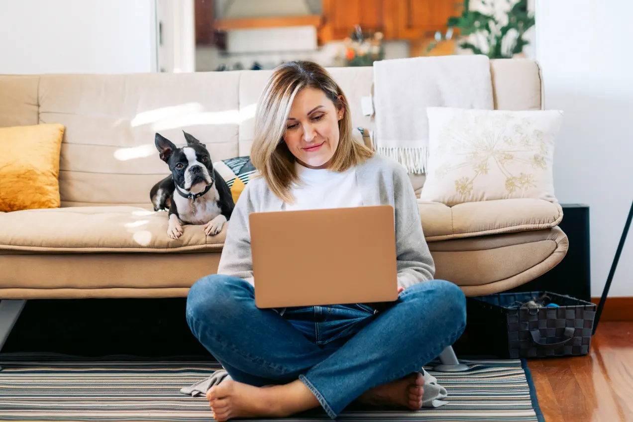 A blogger working on a laptop